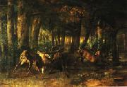 Gustave Courbet Spring Rutting;Battle of Stags oil painting on canvas